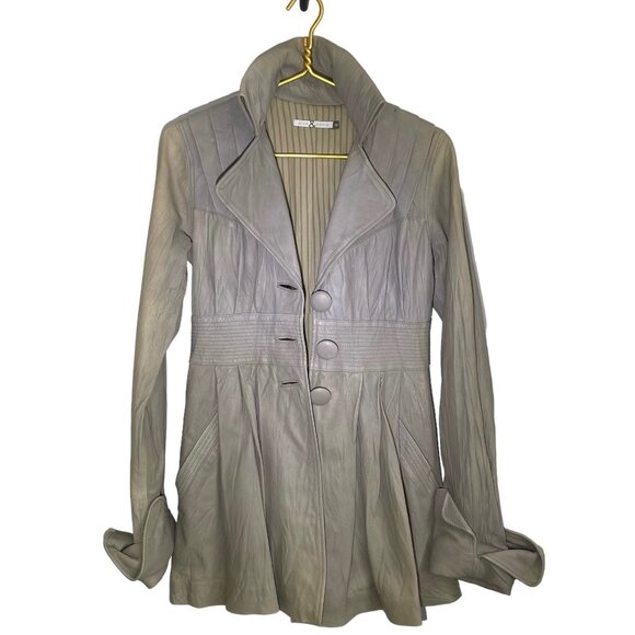 MIKE & CHRIS Jude Leather Jacket ASO Gossip Girl & Lindsay Lohan Y2K Trench M - Picture 5 of 9